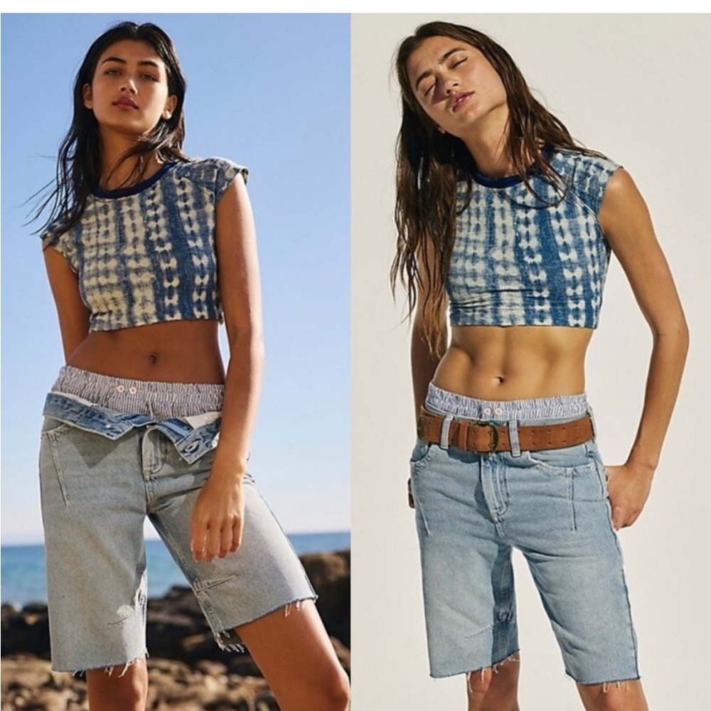 Free People Light Blue Denim Bermudas NEW
